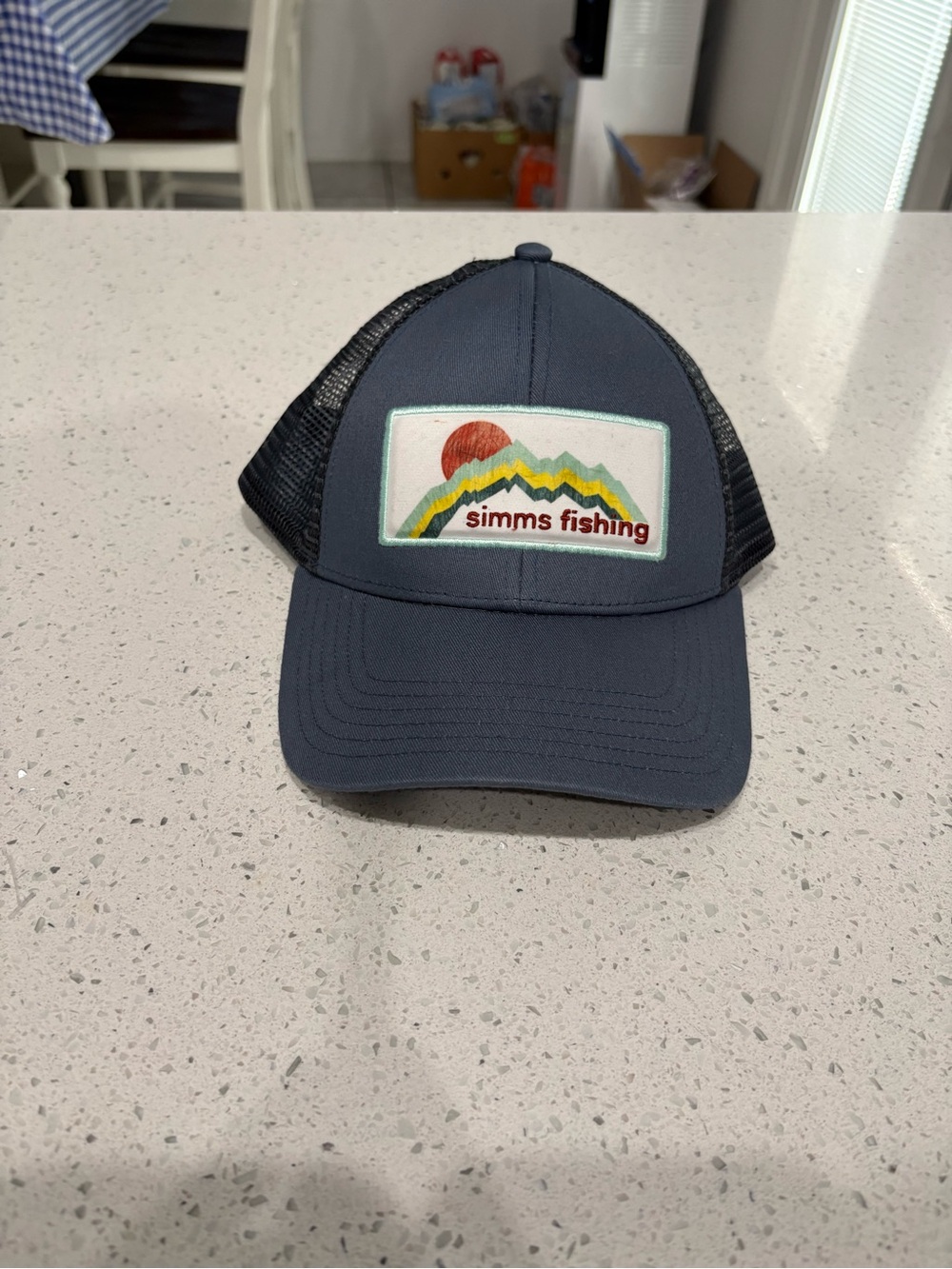 Simms fishing Men's Navy Logo Trucker Hat